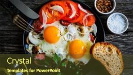  Presentation with spinach - Presentation theme consisting of sunny-side-up-eggs background and a tawny brown colored foreground