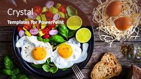  Presentation with red onion - PPT theme featuring sunny-side-up-eggs background and a tawny brown colored foreground