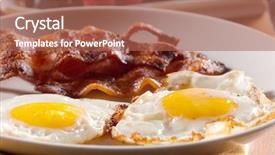 Presentation with bacon - Amazing PPT theme having sunny side up eggs backdrop and a coral colored foreground