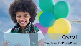  Presentation with glow - PPT layouts consisting of sunny sky and balloon background and a light blue colored foreground