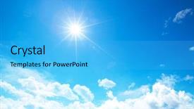  Presentation with white dove clouds - Presentation having sunny sky background whith clouds background and a  colored foreground