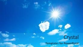  Presentation with sunny sky - Presentation theme featuring sunny sky background whith clouds background and a  colored foreground