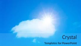  Presentation with white dove clouds - Beautiful presentation theme featuring sunny sky background whith clouds backdrop and a  colored foreground