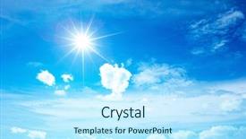  Presentation with white dove clouds - Cool new presentation with sunny sky background whith clouds backdrop and a  colored foreground