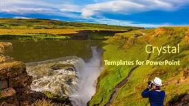  Presentation with water - Amazing PPT theme having sunny-summer-day-huge-masses backdrop and a tawny brown colored foreground