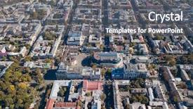  Presentation with city buildings - Slide deck having sunny summer day ukraine background and a gray colored foreground