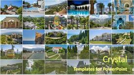  Presentation with swallow - Slide deck consisting of sunny summer view of crimea background and a tawny brown colored foreground