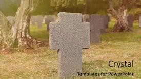  Presentation with stone cross - Cool new PPT layouts with sunny tomb with stone cross backdrop and a coral colored foreground