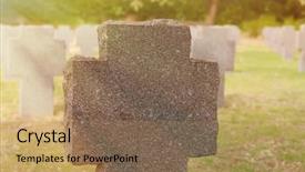  Presentation with stone cross - Slide deck having sunny tomb with stone cross background and a coral colored foreground