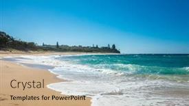  Presentation with queensland - Slide deck featuring sunny view of shelly beach at caloundra sunshine coast queensland australia background and a coral colored foreground