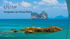  Presentation with marine - Audience pleasing PPT layouts consisting of sunny waters marine fantasy backdrop and a light blue colored foreground