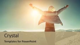  Presentation with relaxing - Slides having sunny winter day travel background and a coral colored foreground