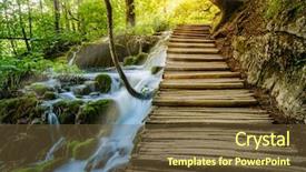  Presentation with lights through forest - Beautiful PPT theme featuring sunray - boardwalk through a forest along backdrop and a tawny brown colored foreground