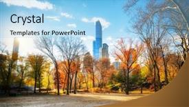  Presentation with taxi cabs new york city - Slide set featuring sunray - central park in new york background and a light blue colored foreground