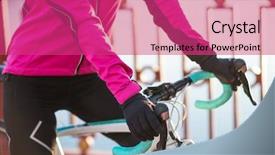  Presentation with cyclist - Colorful slides enhanced with sunray - close up photo of female backdrop and a red colored foreground