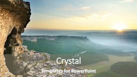  Presentation with cave - Slides enhanced with sunrays mist - cave in mountain on sunrise background and a gray colored foreground