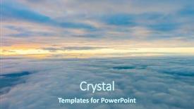  Presentation with airplane night sky cloud - Presentation theme enhanced with sunrise above clouds from airplane background and a seafoam green colored foreground