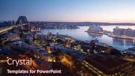  Presentation with sydney harbour bridge - PPT theme enhanced with sunrise-aerial-view-of-sydney background and a wine colored foreground
