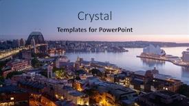  Presentation with sydney harbour bridge - PPT theme enhanced with sunrise-aerial-view-of-sydney background and a light blue colored foreground