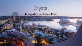  Presentation with sydney harbour bridge - Amazing PPT theme having sunrise-aerial-view-of-sydney backdrop and a light blue colored foreground