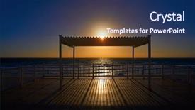  Presentation with mexico cancun - PPT theme with sunrise at delfines beach gazebo background and a navy blue colored foreground