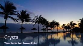  Presentation with sunrise - Amazing PPT theme having sunrise at the beach in hoi an da nang vietnam backdrop and a navy blue colored foreground