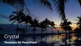  Presentation with scenery environment sunrise beam - Beautiful PPT theme featuring the beach in hoi backdrop and a navy blue colored foreground