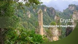  Presentation with china - Audience pleasing slide deck consisting of sunrise-at-zhangjiajie-national-park backdrop and a tawny brown colored foreground