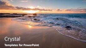  Presentation with hawaii - Cool new presentation theme with sunrise-from-sandy-beach-oahu backdrop and a tawny brown colored foreground