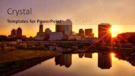  Presentation with columbus - Amazing PPT theme having sunrise in columbus ohio along the scioto river backdrop and a coral colored foreground