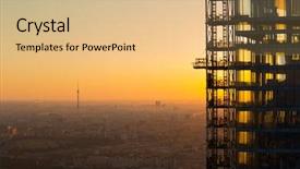  Presentation with morning sunrise - Theme featuring construction and ostankino tv tower background and a lemonade colored foreground