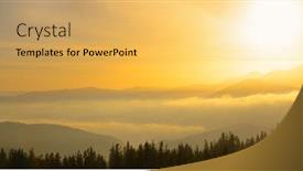  Presentation with sunrise on mountain - Cool new presentation theme with sunrise-in-the-ukrainian-carpathian backdrop and a yellow colored foreground