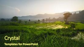  Presentation with rice fields - Amazing slides having sunrise in the valley with rice fields and mountains backdrop and a tawny brown colored foreground