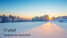  Presentation with image resolution - Colorful PPT theme enhanced with sunrise in the winter mountains backdrop and a light blue colored foreground