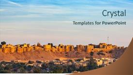  Presentation with india fort - Amazing presentation theme having sunrise jaisalmer rajasthan india backdrop and a light blue colored foreground