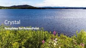  Presentation with water sun - PPT layouts with sunrise-lake-water-glistens background and a ocean colored foreground