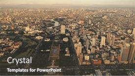 Presentation with city roads - Beautiful presentation featuring sunrise-light-at-sea-bay backdrop and a tawny brown colored foreground