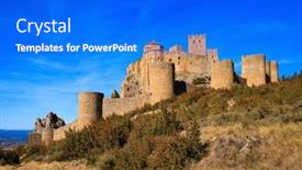 Presentation with spanish - PPT layouts with sunrise-loarre-castle background and a  colored foreground