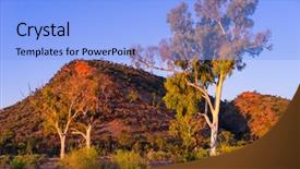  Presentation with indigenous australia - Slide set with sunrise near alice springs australia background and a light blue colored foreground