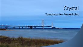  Presentation with mackinac bridge - Cool new presentation design with sunrise of the mackinac bridge michigan backdrop and a light blue colored foreground