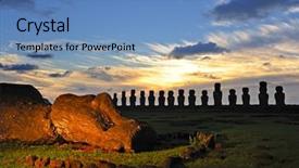  Presentation with ahu - Cool new PPT layouts with sunrise on easter island backdrop and a teal colored foreground
