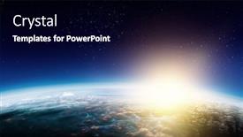 Presentation with sunrise - Audience pleasing PPT layouts consisting of sunrise-on-planet-orbit-space backdrop and a black colored foreground
