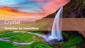  Presentation with sunrise - Presentation theme consisting of sunrise-on-seljalandfoss-waterfall background and a coral colored foreground