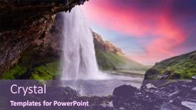  Presentation with trial river - Slide set enhanced with sunrise-on-seljalandfoss-waterfall background and a violet colored foreground
