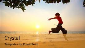  Presentation with sunset at venice beach palm - Audience pleasing slide set consisting of happy beautiful young african american woman posing with beach ball wearing fashionable sunglasses studio shot backdrop and a gray colored foreground