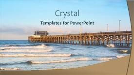  Presentation with blue wave - PPT theme with sunrise-over-balboa-pier-shows background and a sky blue colored foreground