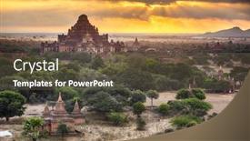  Presentation with myanmar bagan - Beautiful slide deck featuring sunrise-over-dhammayangyi-pahto-temple backdrop and a tawny brown colored foreground