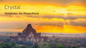  Presentation with myanmar bagan - Slide set featuring sunrise-over-dhammayangyi-pahto-temple background and a yellow colored foreground