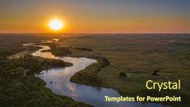  Presentation with river forest - Presentation design featuring sunrise-over-dismal-river-meandering background and a tawny brown colored foreground