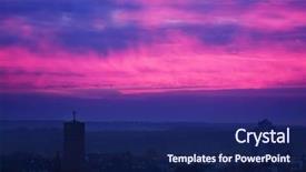  Presentation with sunrise - PPT theme consisting of sunrise over frankfurt background and a navy blue colored foreground